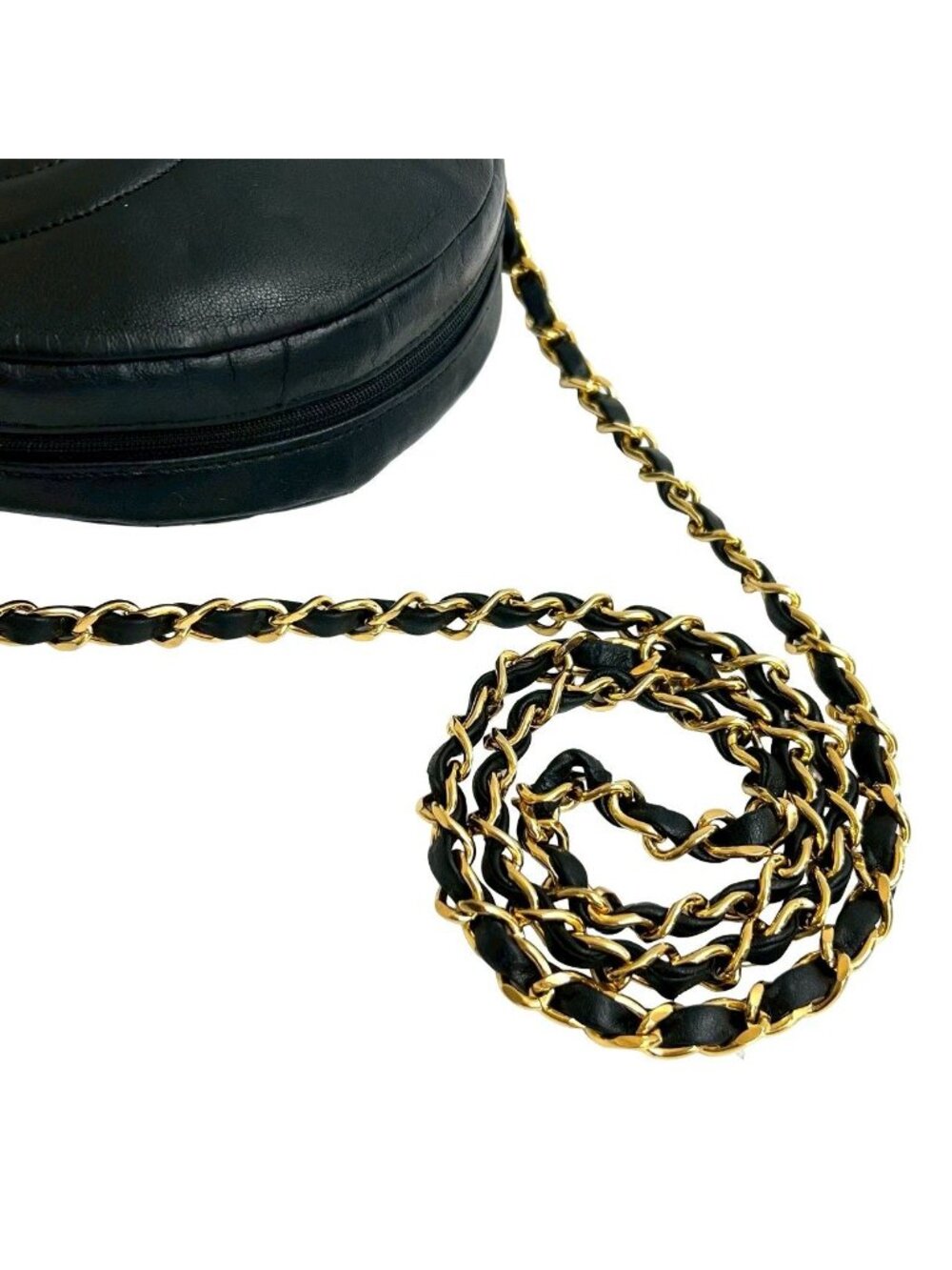 Chanel Quilted CC Logo Lambskin Leather Chain Shoulder Bag Pochette Black - Picture 4 of 9